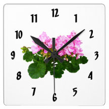 Pink and White Striped Geraniums Wall Clock