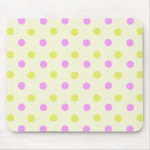 Pink and Yellow Polka Dot Mouse Pad