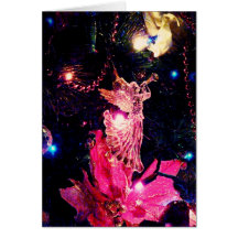 pink angel with red & blue decorations Christmas c Greeting Cards