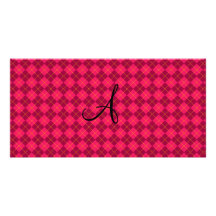 Pink argyle monogram gifts personalised photo card