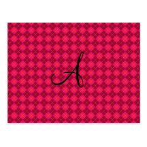 Pink argyle monogram gifts postcard