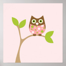 Pink Baby Owl Posters