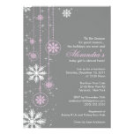 Pink Baby Shower Invitation Winter Snowflakes