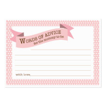 Pink Baby Shower Mommy Advice Card Business Card Template