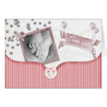 Pink Baby shower Thank you card for baby girl