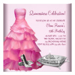 Pink Ball Gown High Heel Shoes Pink Quinceanera Custom Invite