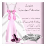 Pink Ball Gown High Heel Shoes Quinceanera Personalised Announcement