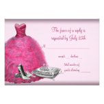 Pink Ball Gown High Heel Shoes Quinceanera RSVP Personalized Announcement