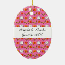Pink baseball wedding favours christmas ornament