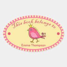 Pink Bird Book Label Stickers