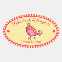 Pink Bird Book Label Stickers