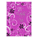 Pink Black 21st Birthday Party Invitation Card
