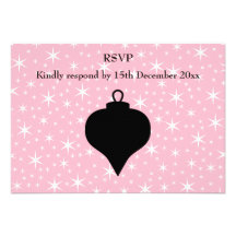 Pink, Black and White Christmas Design. Custom Invite