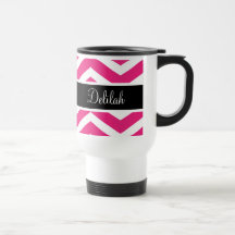 Pink Black Chevron Custom Name Mugs