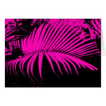 Pink black palm tree branch artistic greeting card