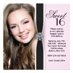 Pink Black Photo Sweet 16 Birthday Party Personalized Invitation