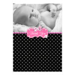 Pink Black Polka Dot Photo Baby Thank You Card Personalized Invitations