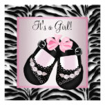 Pink Black Shoes Pink Zebra Baby Shower Custom Invite