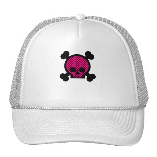 Pink & Black Skull Trucker Hat