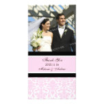Pink Black Thank You Wedding Photo Cards