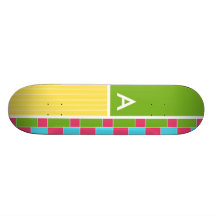 Pink, Blue, Green, & Yellow Rectangles Custom Skateboard