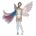 Pink & Blue Hair Pixie In White Photo Sculpture
