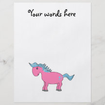 Pink blue horse with blue hearts personalized flyer