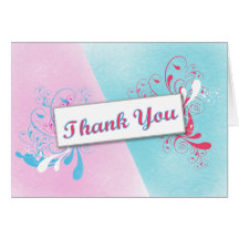 Pink & Blue Thank You Card
