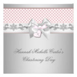 Pink Bow Cross Girls Pink Baptism Chirstening Invite