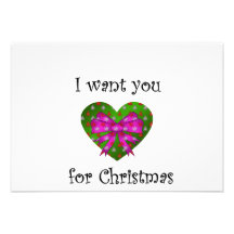 Pink bow i want you for christmas announcement