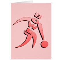 PINK BOWLER GREETING CARDS
