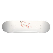 Pink brown dogwood branch left side skateboard