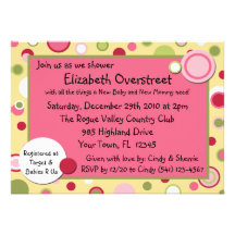 Pink Bubble Gum Yum Baby Shower Party Invitation