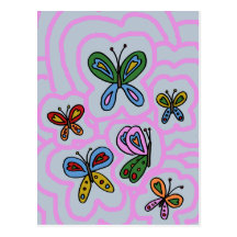 pink butterflies postal