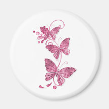 pink butterflies refrigerator magnet