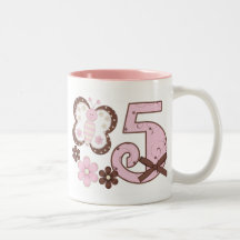 Pink Butterfly 5th Birthday Coffee Mug