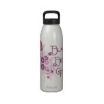 Pink Butterfly Black Belt Girl Water Bottle