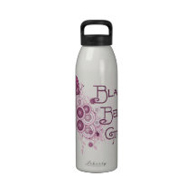 Pink Butterfly Black Belt Girl Water Bottle