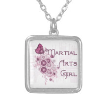 Pink Butterfly Martial Arts Girl Necklace