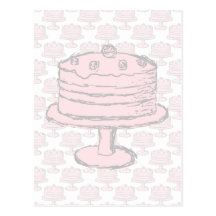 Pink Cake on Pink Cake Pattern. Postcards