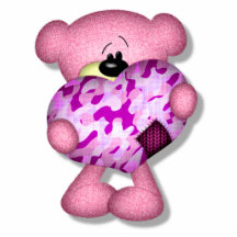 pink camo heart bear cut out