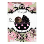 Pink Camouflage African American Baby Girl Shower Invitations