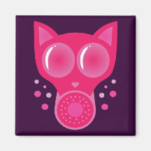 Pink Cat Gas Mask Refrigerator Magnet