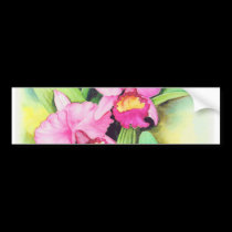 Pink Catleya Orchid Flower Art - Multi bumper stickers