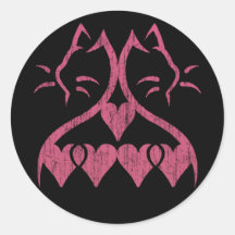PINK CATS AND HEARTS STICKERS