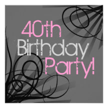 Pink Charcoal Swirl Black Custom Invitations