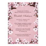 Pink Cherry Blossoms Border Bridal Shower Custom Announcements