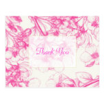 Pink Cherry Blossoms Thank You postcards