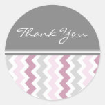 PInk Chevrons Thank You Wedding Envelope Seals Round Sticker