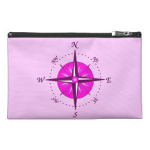 Pink Compass Rose Travel Accessory Bag